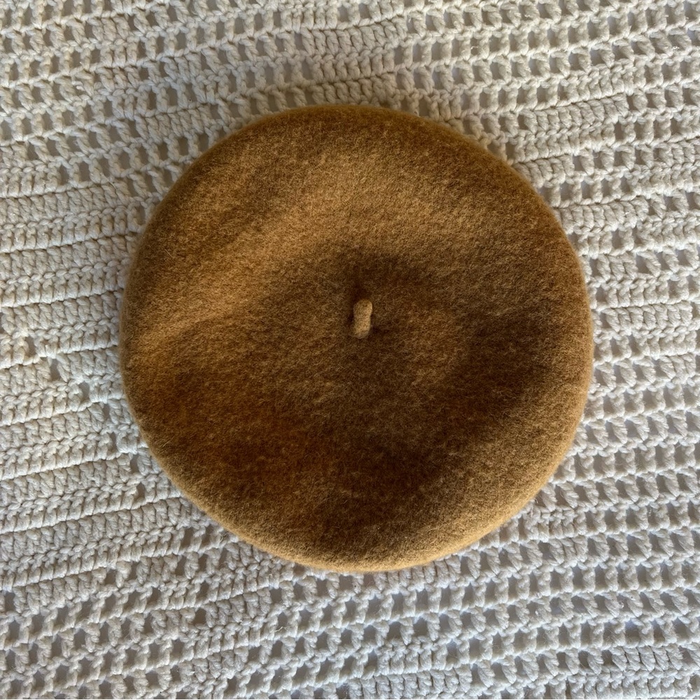 Halogen brown/tan wool beret hat